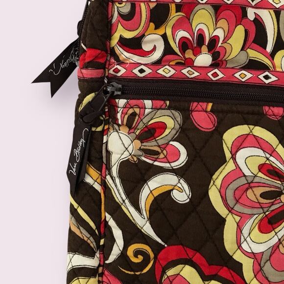 Vera Bradley Quilted Bag Brown and Pink Floral Puccini Design - Picture 4 of 7